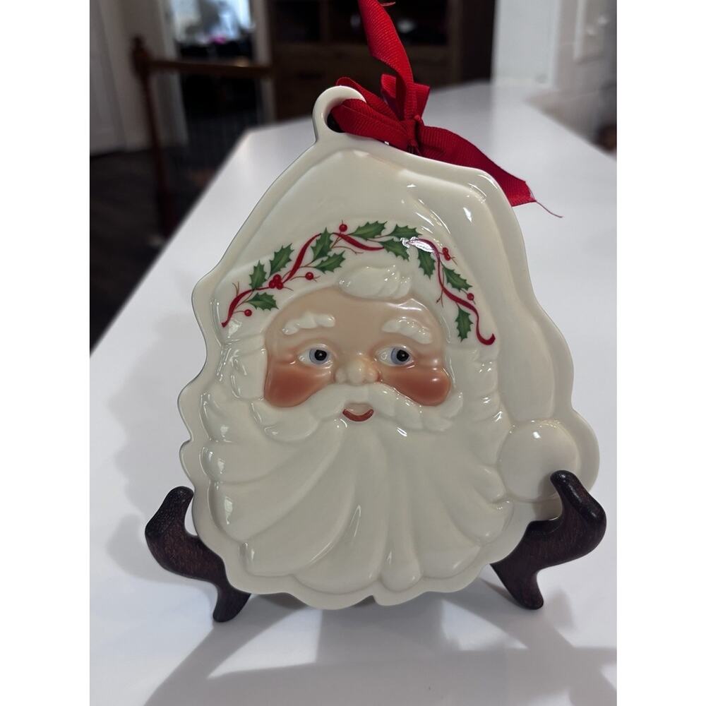 Lenox Holiday Christmas Santa Cookie Press Mold Ornament Porcelain Decor 7" - Picture 2 of 4